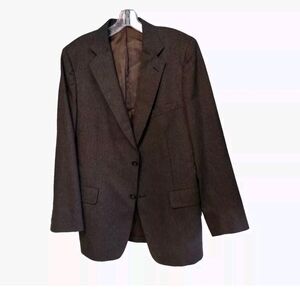 Adams Row Richmond Men's Wool Blazer Dark Brown Stripe Single Breasted Sz 44R
